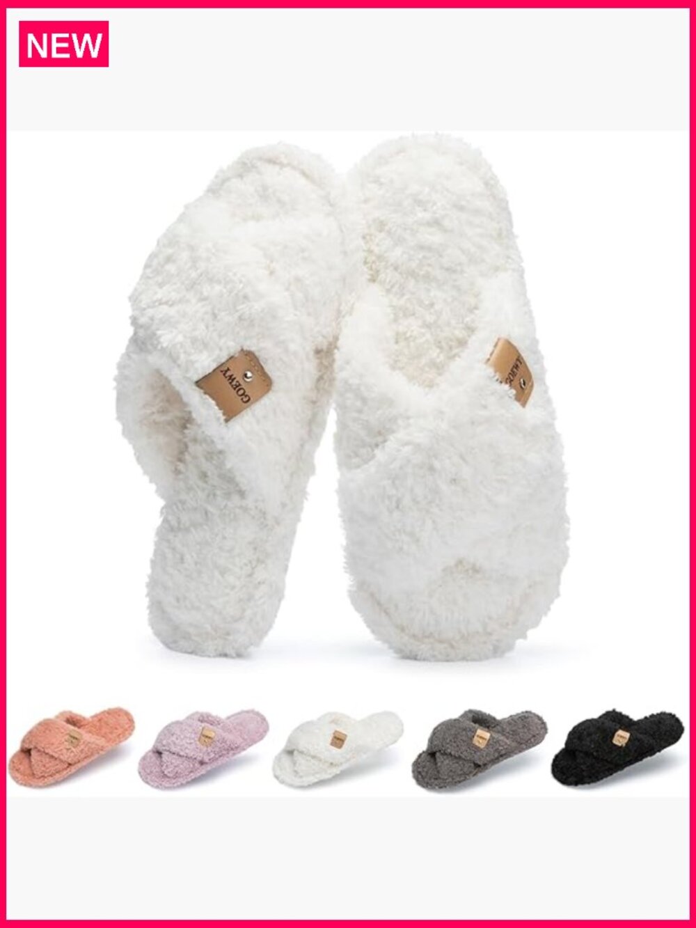 Women's Open Toe Memory Foam Slippers Cozy Cross Band Soft House Shoes Slip On